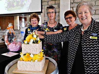 Cake Cutting, Colleen Woolf, Jenny Vicelich, Janthia Holt, Pat Murdoch