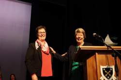 Retiring President Marianne Gibson (R)  & new President Shirley Russ